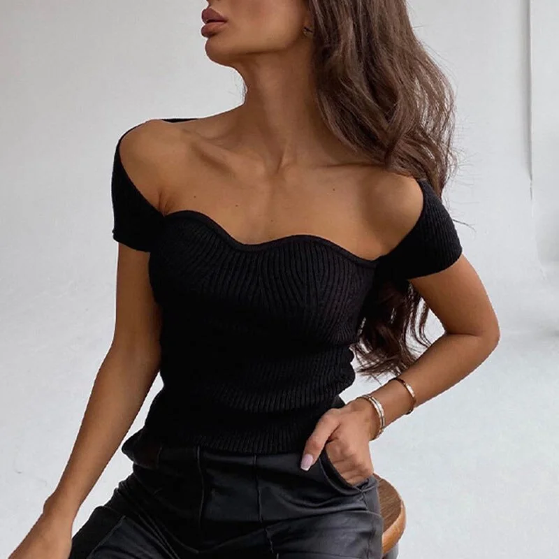 Graduation Party Dress Gift Billlnai Liooil Knitted Square Neck Corset Top Black White T Shirts For Women Summer 2023 Streetwear Short Sleeve Tees Sexy Bodycon Tops