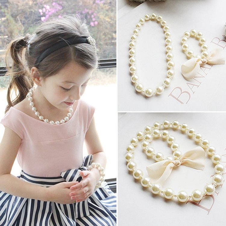 YOY-New Fashion Kids Romantic Pearl Jewelry Set