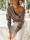 Irregular Clipping Jacquard Long Sleeves Sweater Tops