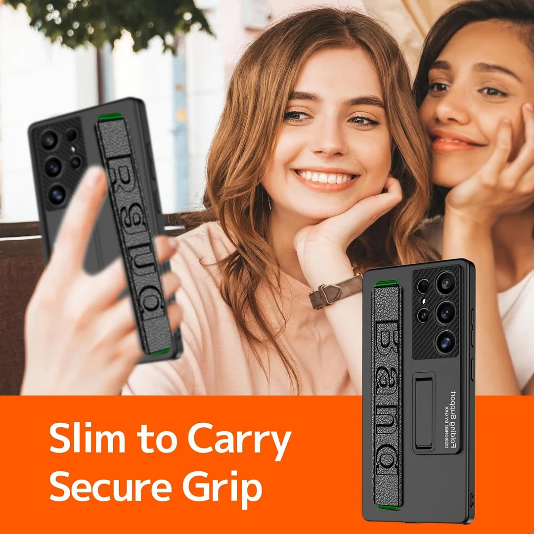 Suitable for S26 Ultra phone case, ultra-thin stand, elastic wrist strap, precision hole, shockproof protective case