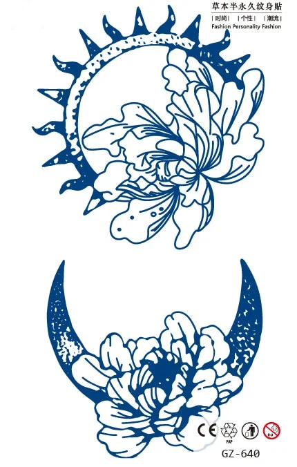 Temporary Tattoo Stickers Love Creative Geometry Totem Juice Ink Lasting Waterproof Sexy Girl Arm Face Neck Realistic Fake Tatoo