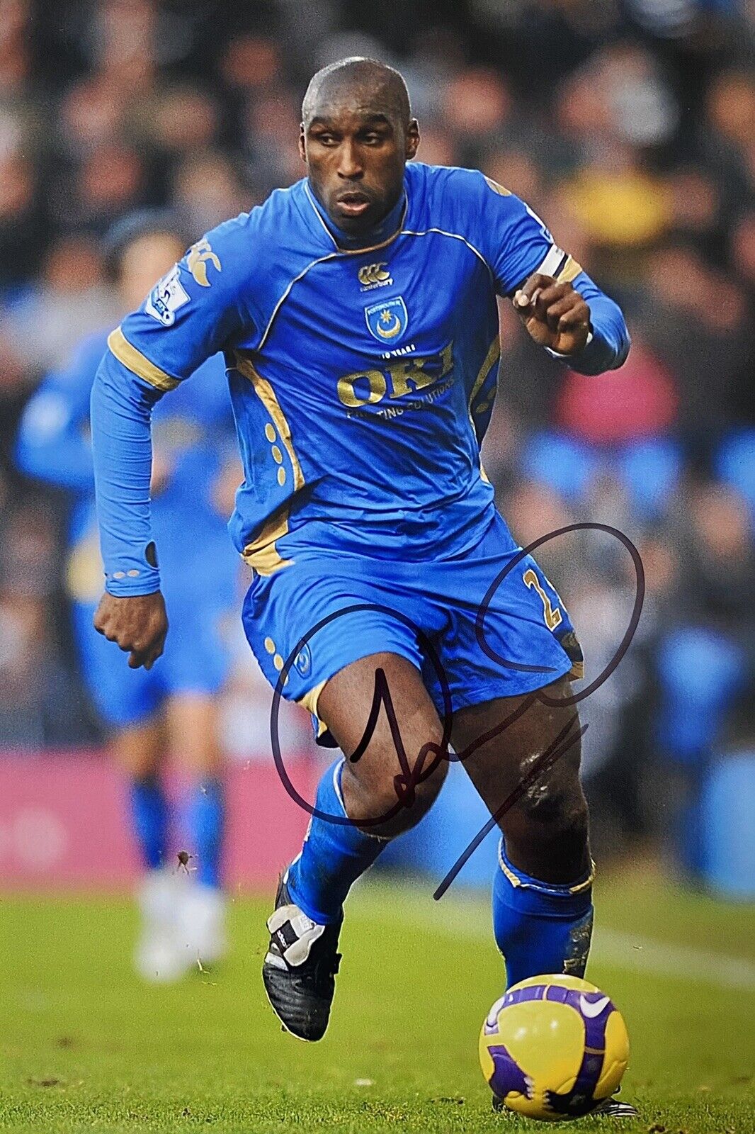 Sol Campbell Genuine Hand Signed Portsmouth 12x8 Photo Poster painting