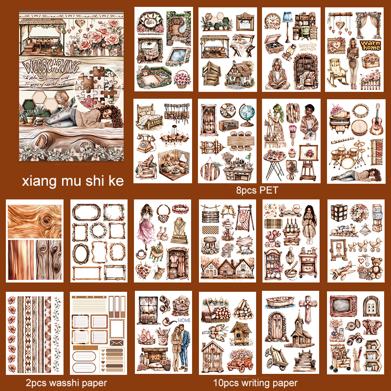 Sticker Book - Vintage Dark Character Flower Lace Border Landscape 