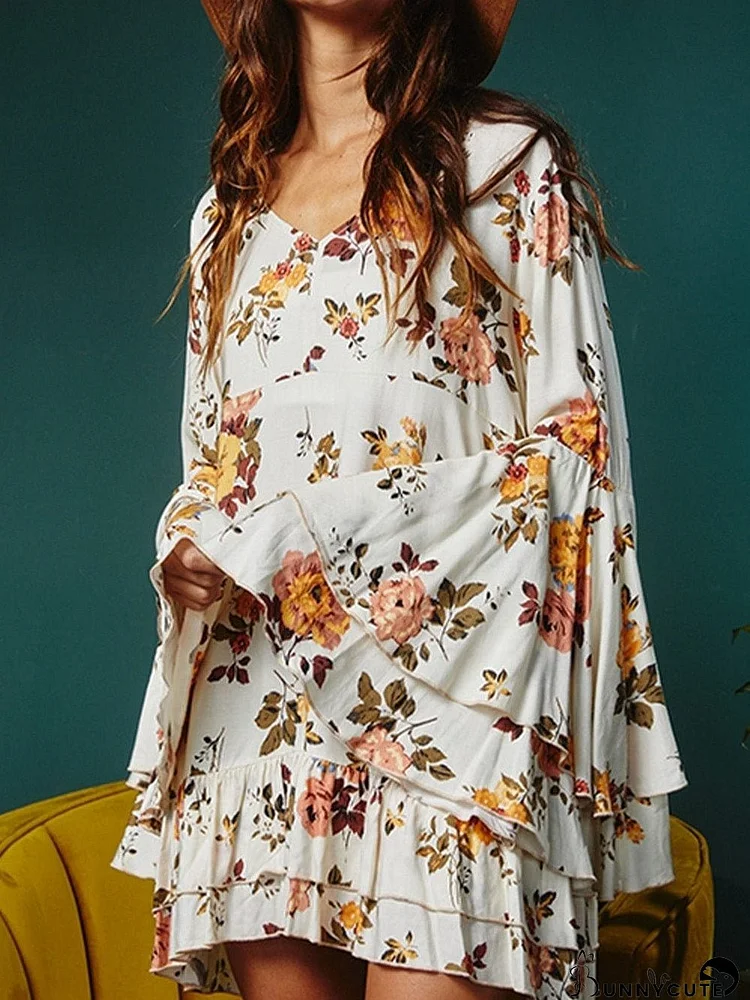 Leopard Print Lace Up Long Sleeve Dress
