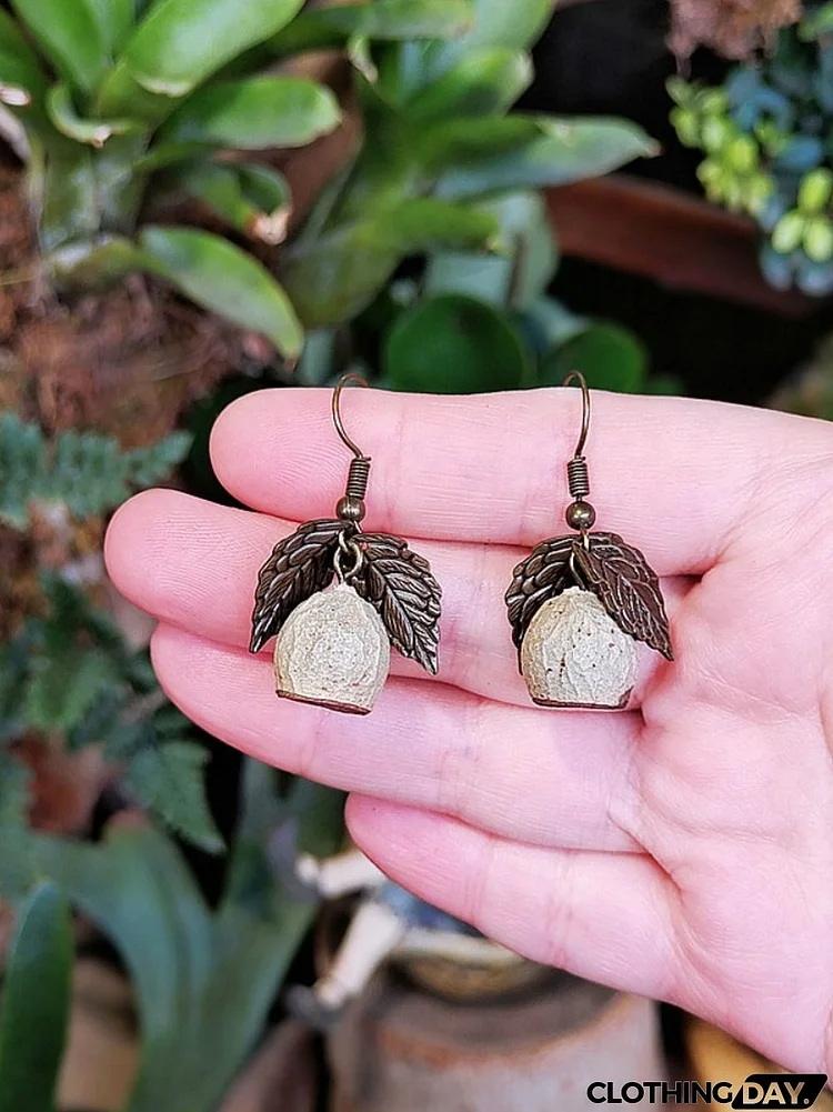 Vintage Natural Dried Fruit Tassel Earrings