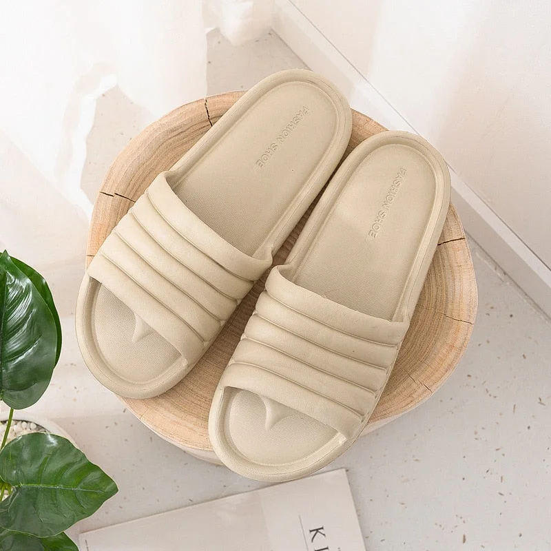 Women's Summer Slippers Unisex EVA Non-slip Bathroom Indoor Slippers Solid Color Flat Floor Slippers Soft Couples Home Shoes