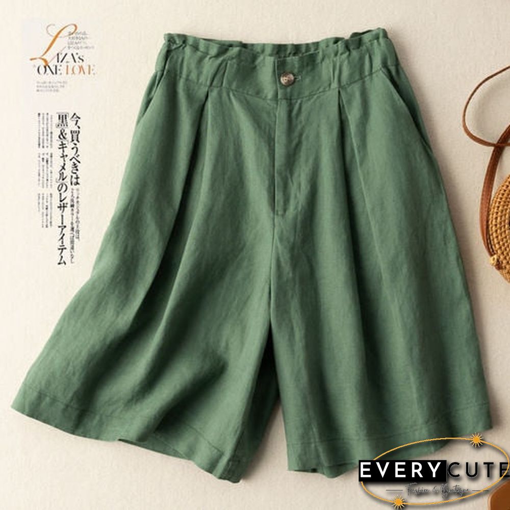 Women's Shorts with High Waisted Cotton Linen Harajuku Shorts Casual Loose Buttons Bermuda Shorts for Women Summer Plus Size 5XL