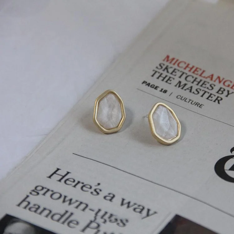 Geometric Crystal 925 Sterling Silver Stud Earrings - Modakawa Modakawa