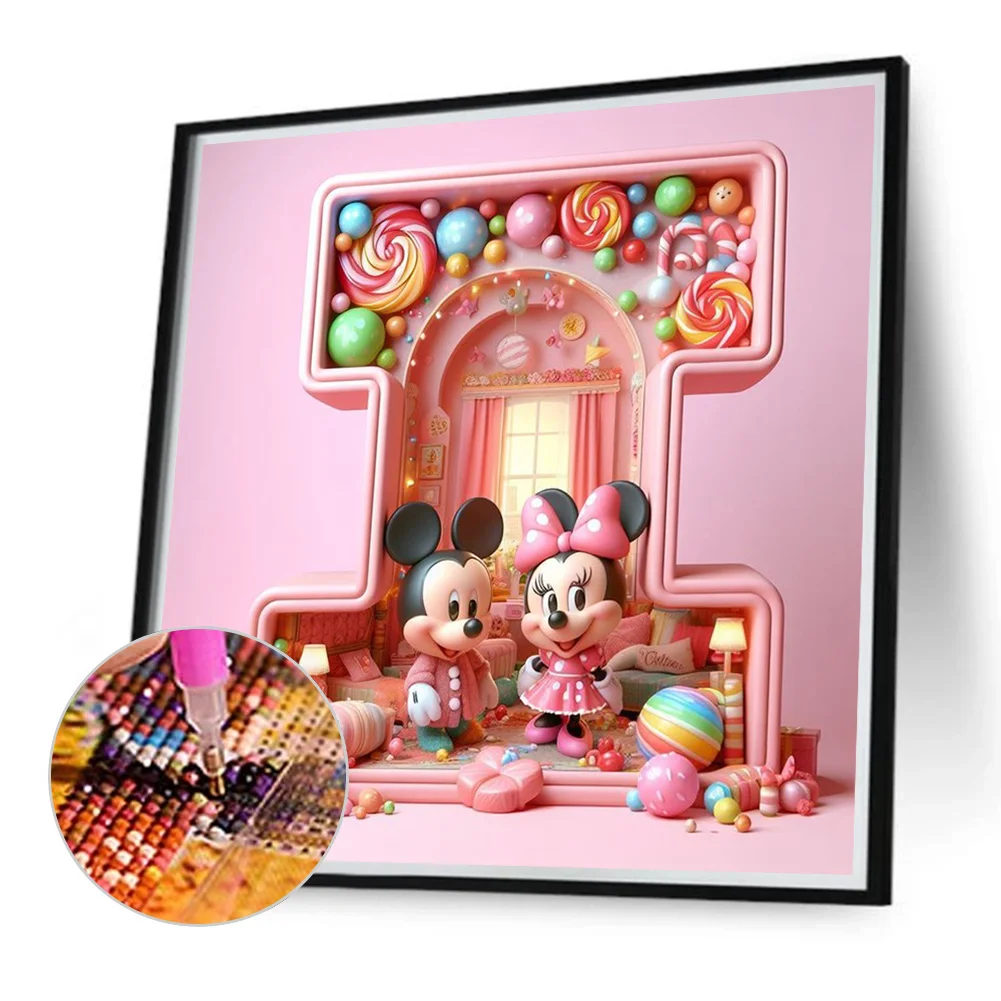 Full Round Diamond Painting 40*40cm - Mickey Minnie Alphabet