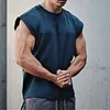 Gioiacombo&trade; Gilet sportivo fitness da uomo a spalla larga in cotone sciolto
