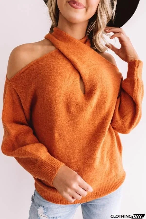 Multi Strap Cold Shoulder Sweater