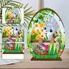 (US Local)3D Wooden Easter Egg Rabbit Special Shaped Diamond Painting Lamp Desk Decor Kits