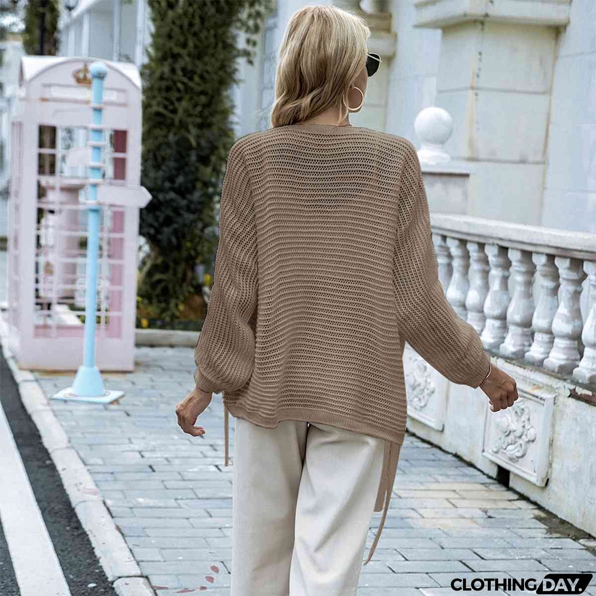 Open Front Strap Detail Cardigan