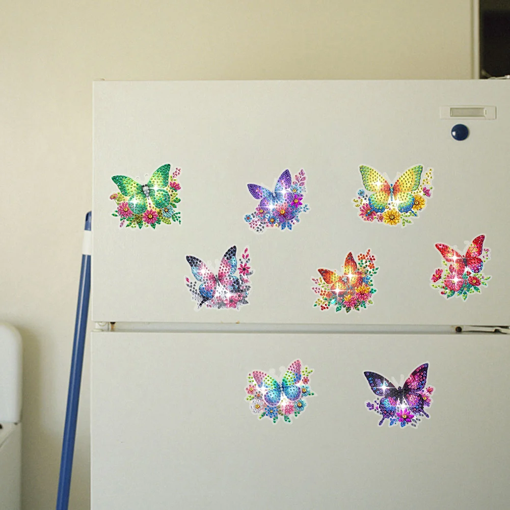 8Pcs Butterfly Special Shaped Diamond Painting Fridge Magnet Fridge Stickers