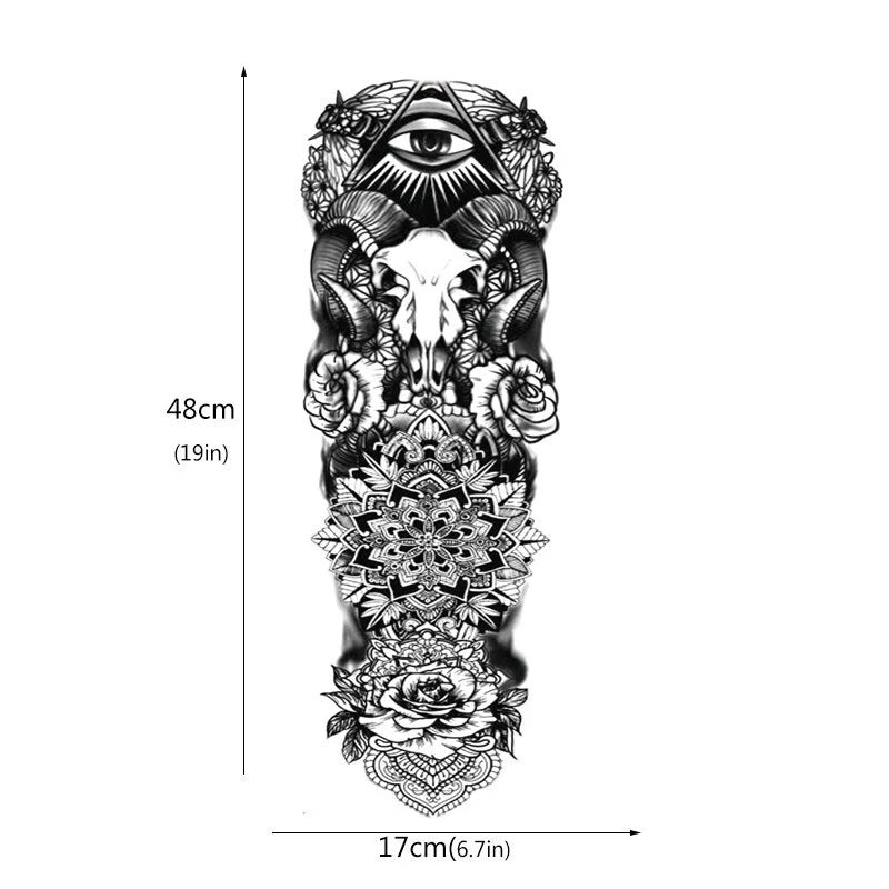 1 Sheet Old School Large Arm Sleeve Tattoo,Waterproof Full Temporary Tattoo Sticker Men Lion Body Art Tattoo Girl