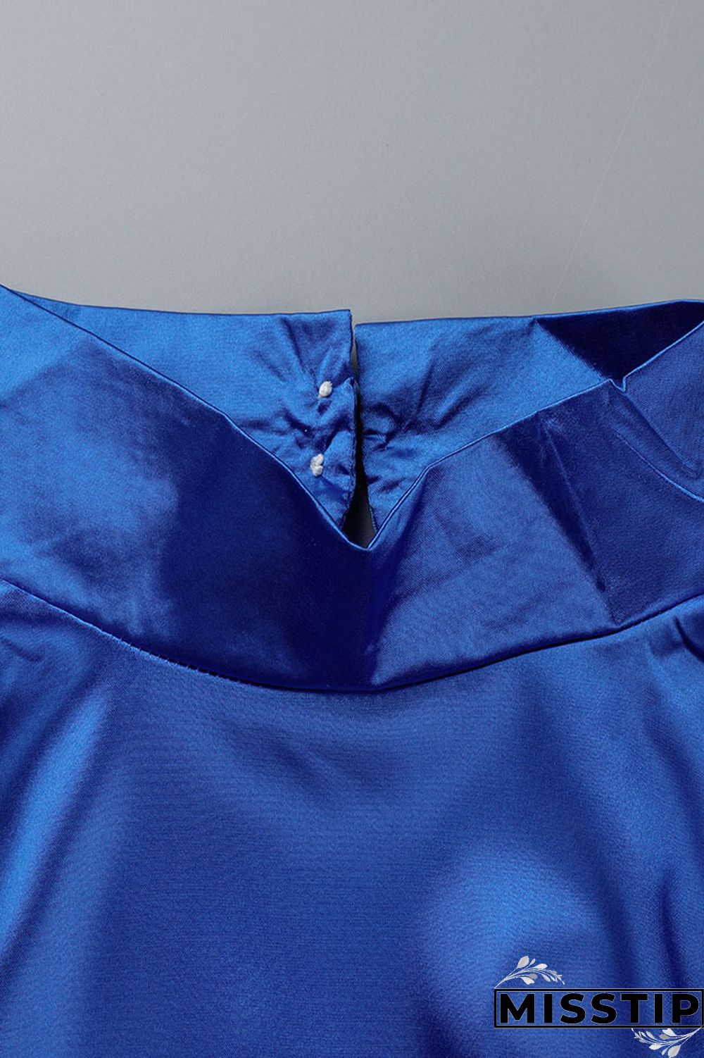 Blue Casual Solid Patchwork Turtleneck Straight Dresses