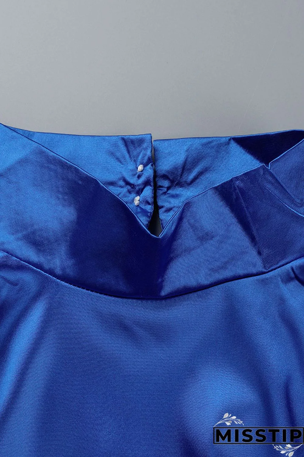 Blue Casual Solid Patchwork Turtleneck Straight Dresses