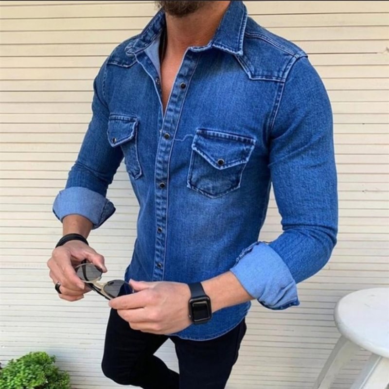 Men's Casual Streetwear Long Sleeve Jeans Denim Jackets-VESSFUL