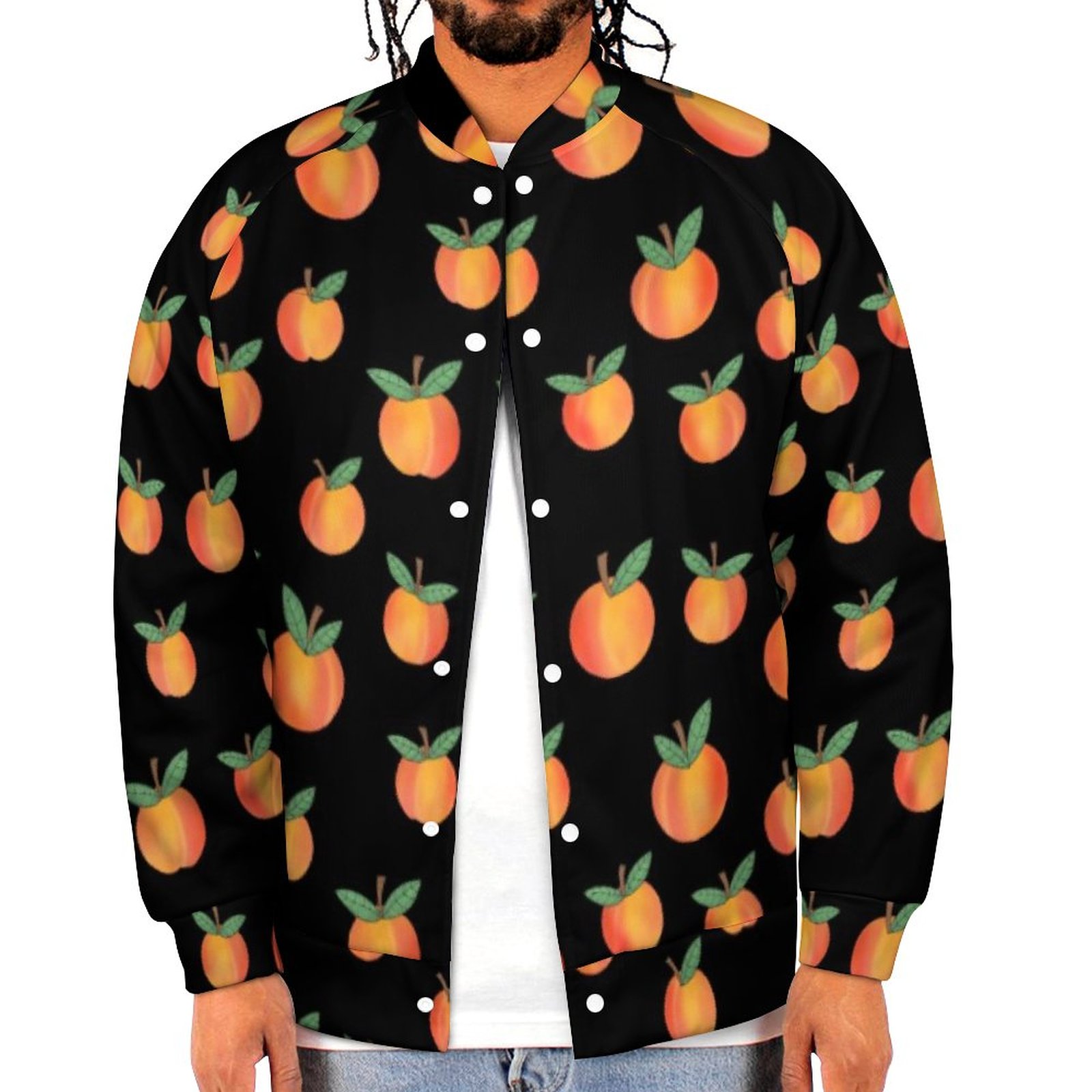Spring and Fall Life S A Peach Sweatshirt Jacket Men Casual Lightweight Button Up Bomber Jacket Outwear