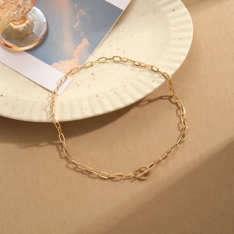 Iron Copper Minimalist Cool Style Toggle Plating Geometric Solid Color Necklace