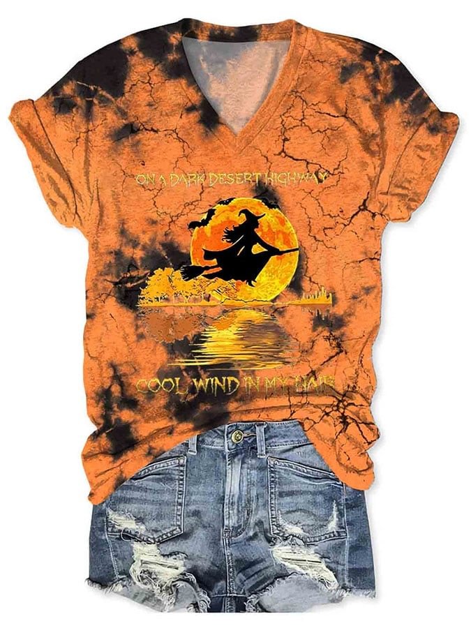 Women Halloween On A Dark Desert Highway Casual T-Shirt socialshop