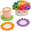 Crochet Kit, Potted Plant Coasters Crochet Kit with Step-By-Step Video Tutorials, Crochet Hooks for Adults