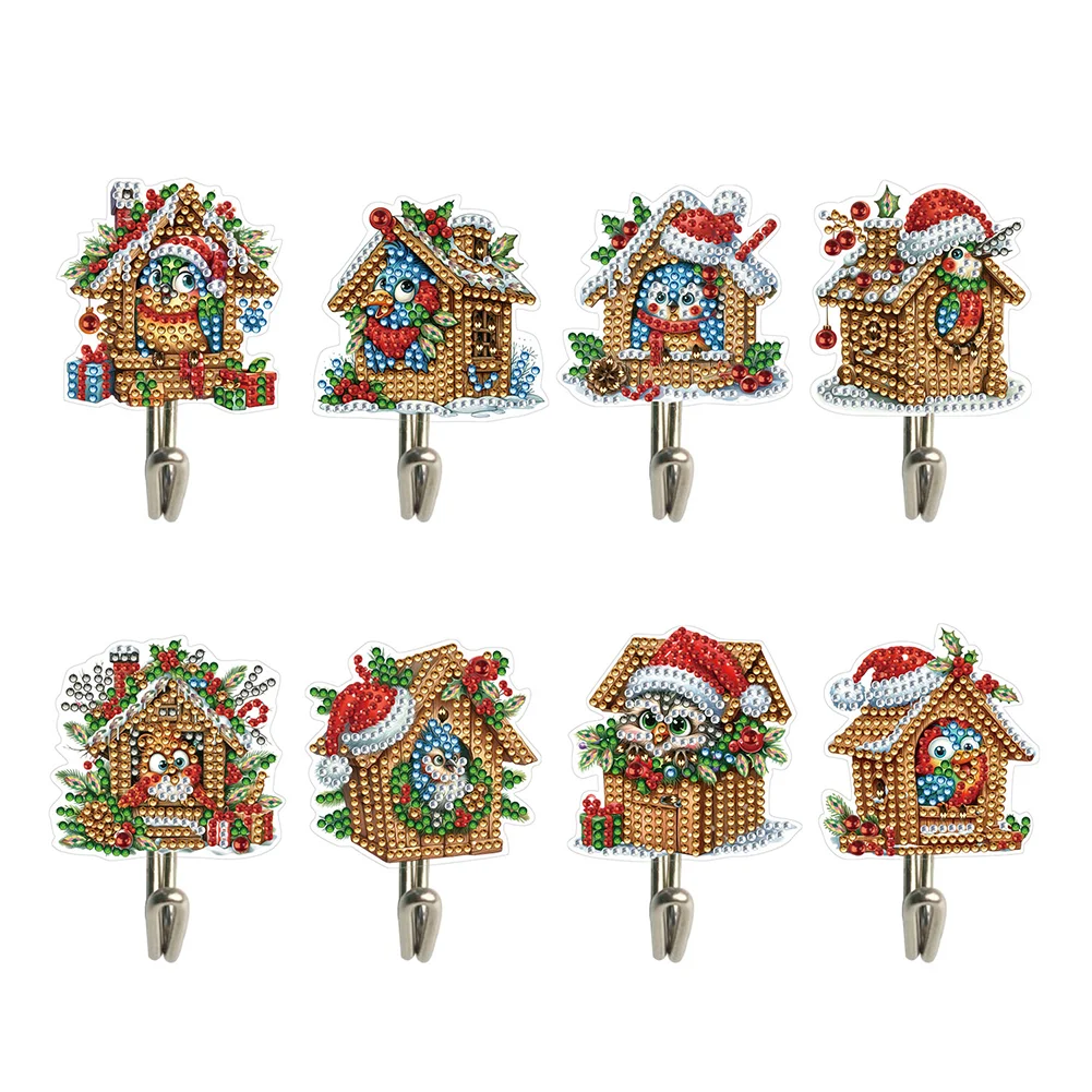 8Pcs Christmas Birdhouse Diamond Art Hanging Hooks Diamond Painting Hooks DIY Crafts