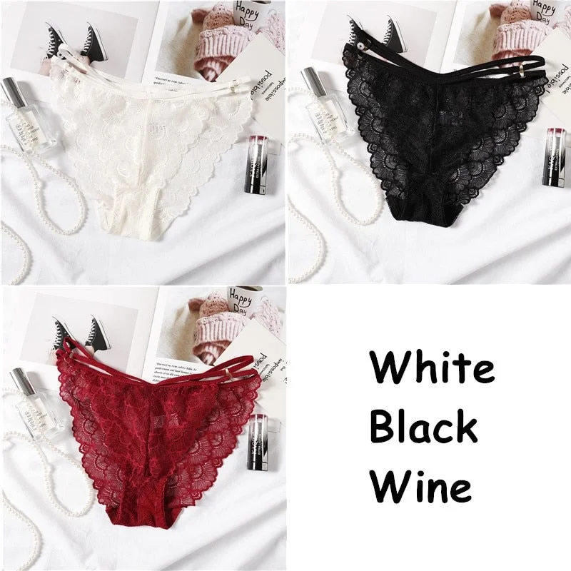 3PCS Hot Lace Transparent Panties New Sexy Women Underwear Lingerie Briefs High Quality Low Waist Women's Underpantes Intimates