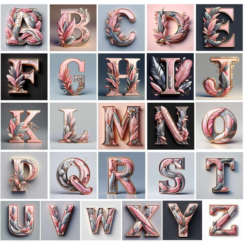 Feather Letters 30*30cm(canvas) full round drill diamond painting