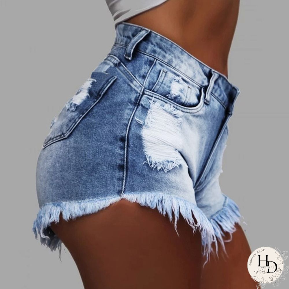 Womens Fashion Washed Frayed Denim Jean Shorts Summer Hot Pants High Waisted Jeans