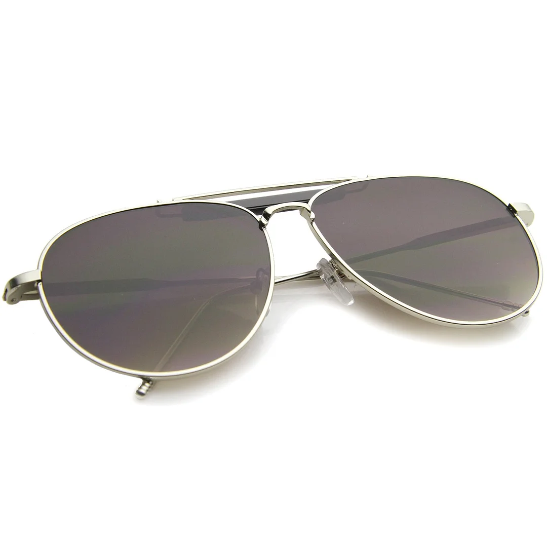 Classic Retro Metal Wire Teardrop Flat Lens Crossbar Aviator glasses