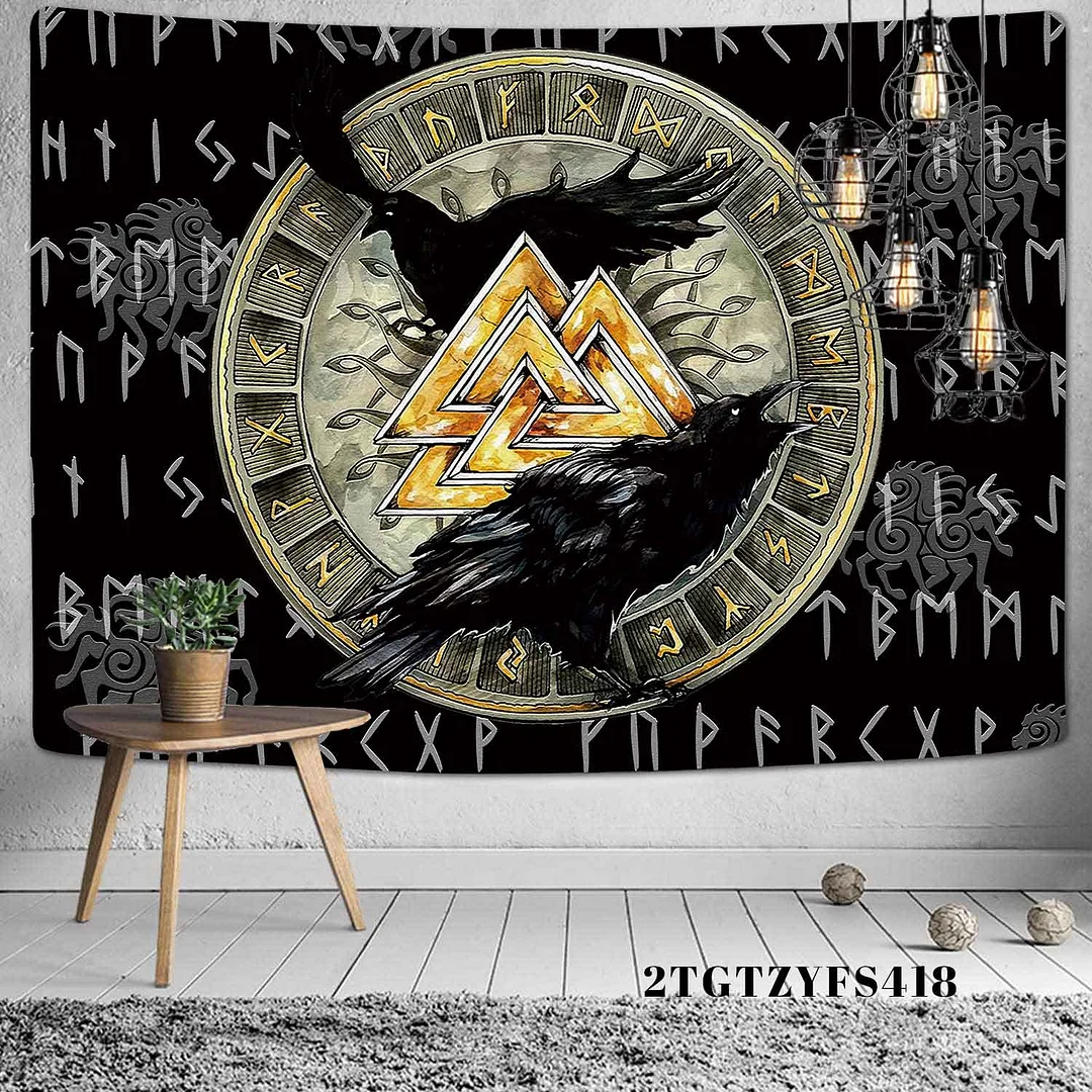 Mysterious Symbol Viking Tapestry Home Decor Bohemian Psychedelic Scene Yoga Mat Hippie Sheet Sofa Blanket Dragon Skull Tapestry