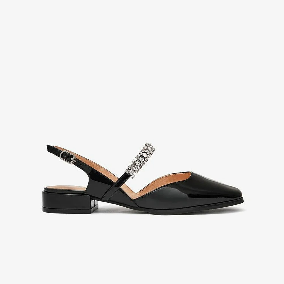 Rhinestone Hollow Back  Flat Mary Janes