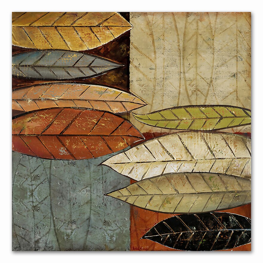 Abstract Colorful Leaves Canvas Painting Retro Green Plant  Print Fashion Decor Square Wall Art Picture For Living Room HD
