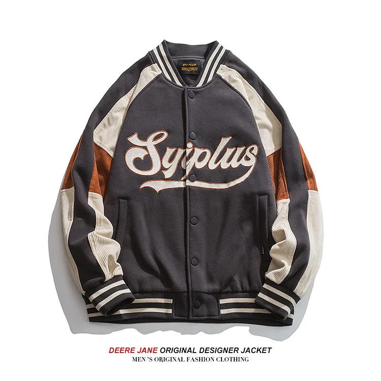 Men's Baseball Jacket Men's Winter Loose Vintage Casual Coat Cotton-Padded Jacket