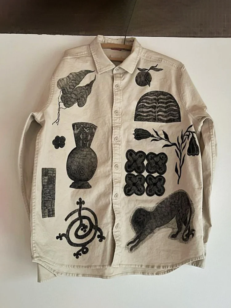 Vintage Scandinavian Style Art Pattern Women's Long Sleeve Shirt