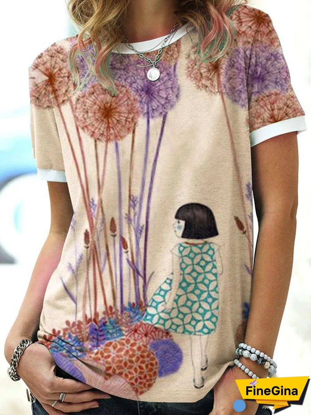 Women's Fashion Short Sleeve Graphic Print T-shirt