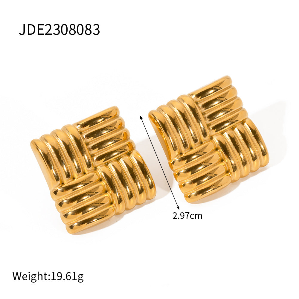 Jie Ding Stainless Steel Geometric Earrings Niche Ins Earrings Titanium Steel Earrings Earrings