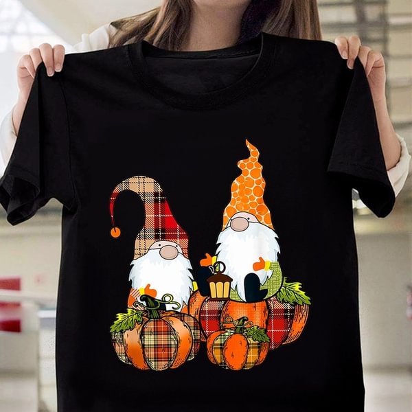 Pumpkin Gnomes Fall Autumn Cute Halloween Thanksgiving Funny Gift T-Shirt Unisex Cotton Tee - BlackFridayBuys