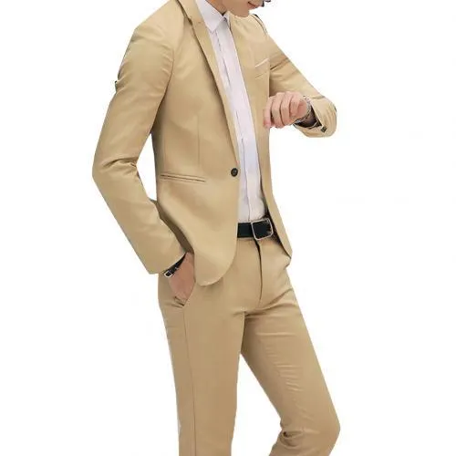 Set Suit Men Long Sleeve Button Lapel Suit Suit Business Casual Pocket Men Suit Two-piece Set Suitable for office wedding gifts