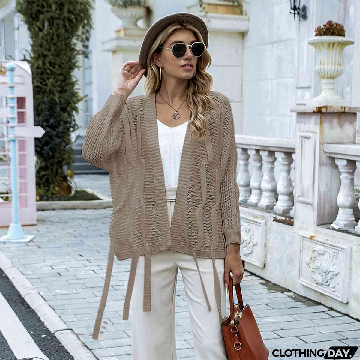 Open Front Strap Detail Cardigan