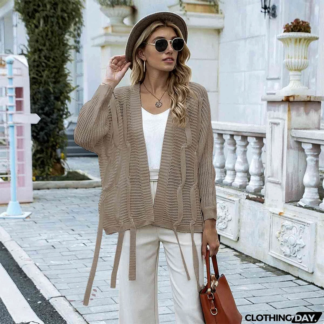 Open Front Strap Detail Cardigan