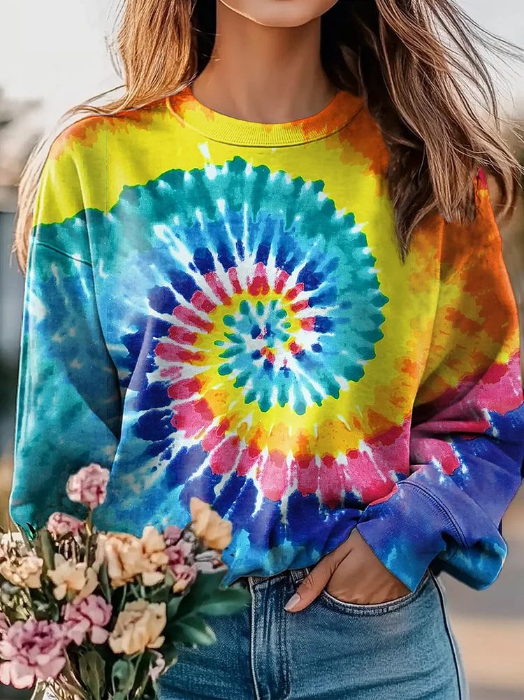 Tie-dye Art Print Casual Sweatshirt