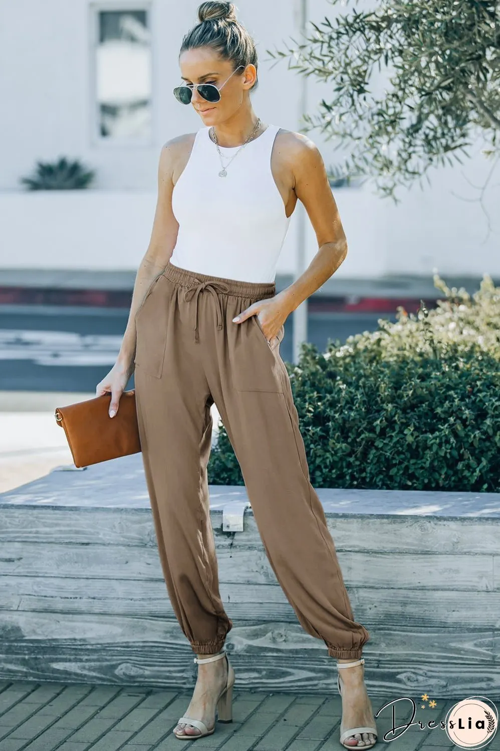 Drawstring Waist Joggers with Pockets