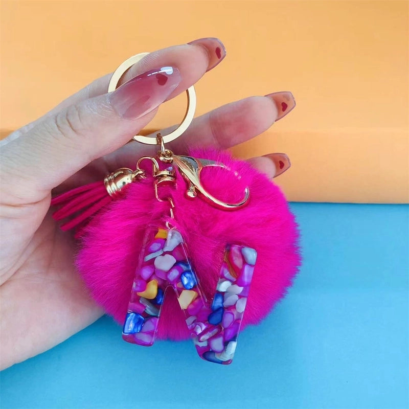 Minimalist Commute Letter Hairball Resin Unisex Bag Pendant Keychain