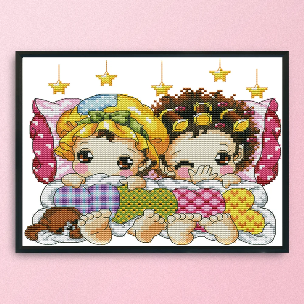 14CT Stamped Cross Stitch - Sleep in Row(Canvas|23*21CM)