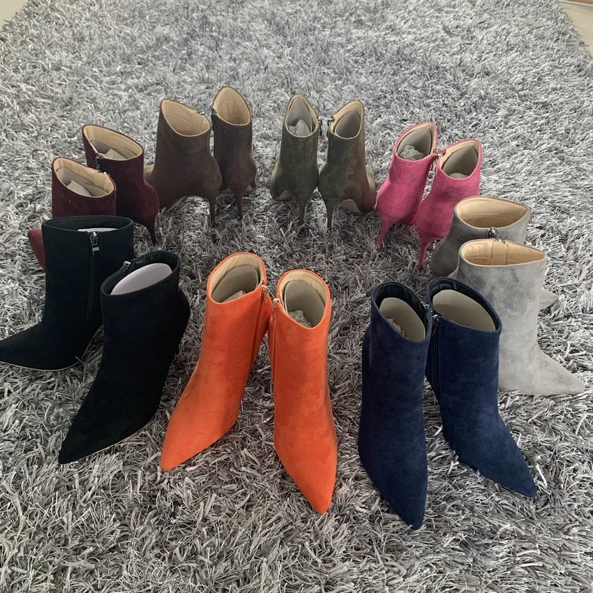 Brand Fashion Women Ankle Boots Zip Pointed Toe Footwear 10CM High Heels Female Boots Party Shoes Women 2020 New Winter