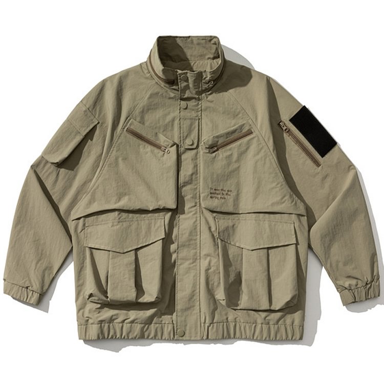 Military Outdoor Multi-Pocket Workwear Stand Collar Windbreaker Jacket