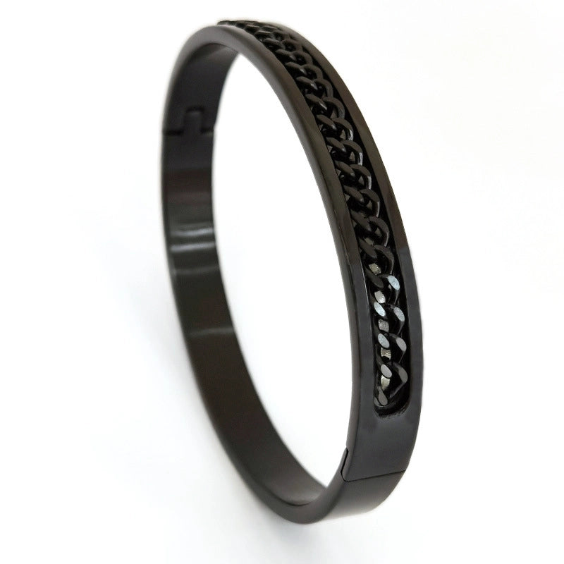 Minimalist Geometric Stainless Steel Chain Men’S Bangle Men Cuff & Bangle
