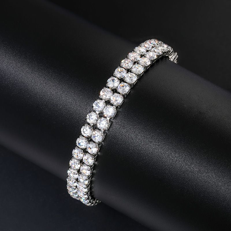 10mm Moissanite 18K White Gold Finish Double Row Tennis Bracelet